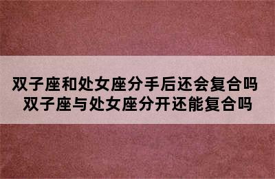 双子座和处女座分手后还会复合吗 双子座与处女座分开还能复合吗